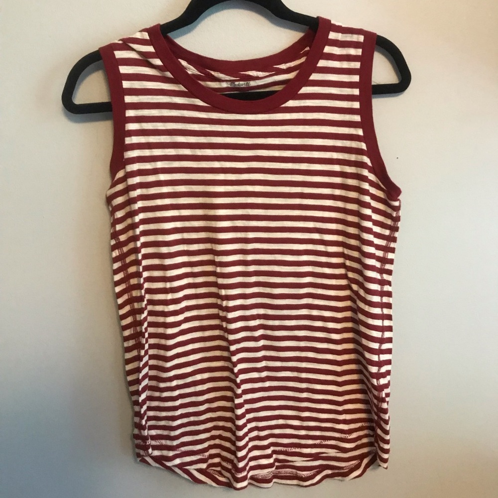 Madewell Red and White Striped Tank